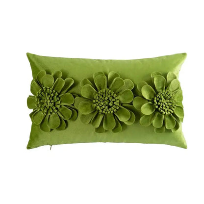 Olive green handmade flower cushion cover living room decor