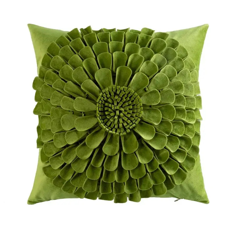 Olive green handmade flower cushion cover living room decor