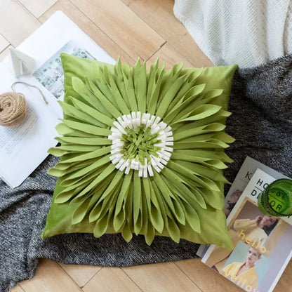 Olive green handmade flower cushion cover living room decor