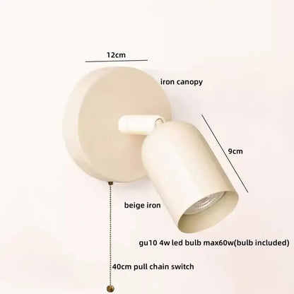 Olive green metal led wall sconce with pull chain for stairwell