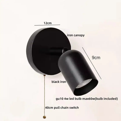 Olive green metal led wall sconce with pull chain for stairwell