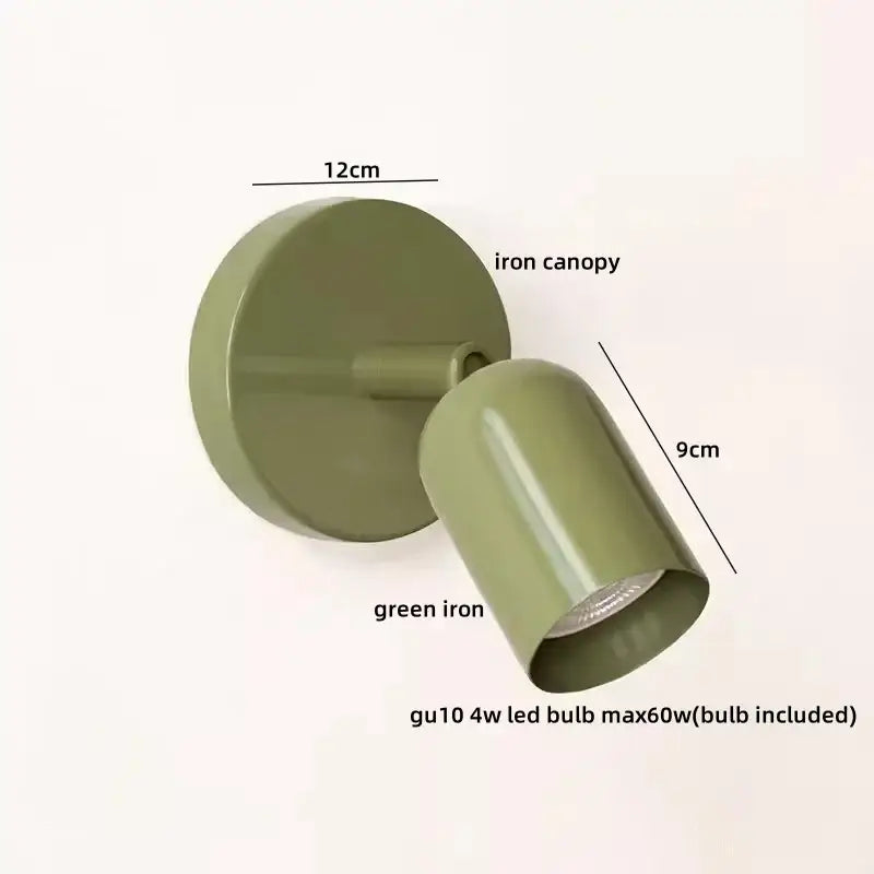 Olive green metal led wall sconce with pull chain for stairwell