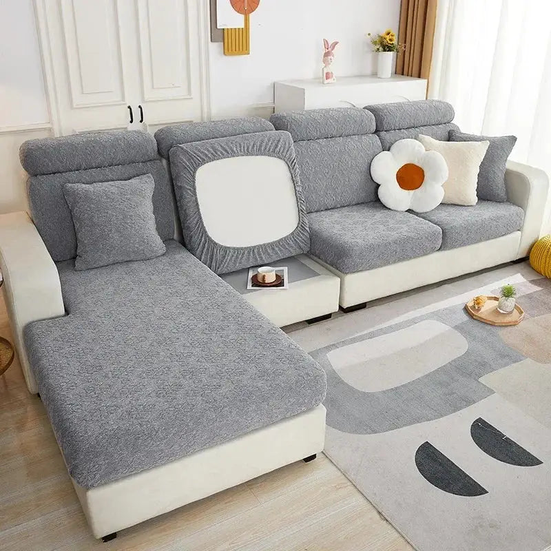Olive green patterned jacquard sofa seat cover living room protector