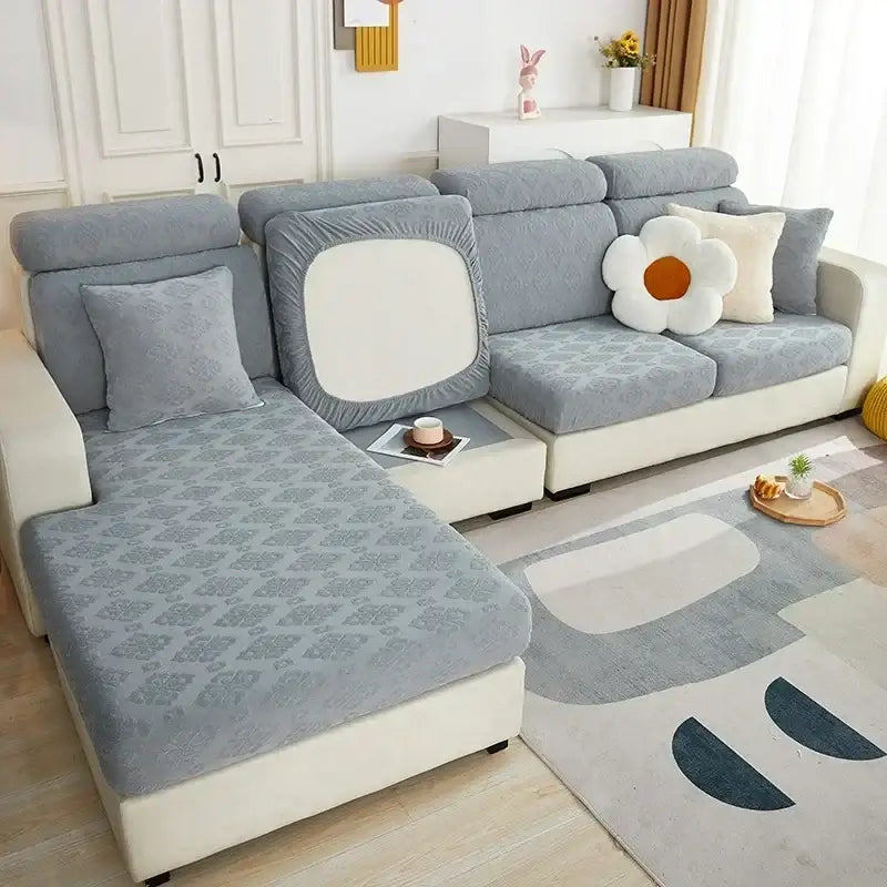 Olive green patterned jacquard sofa seat cover living room protector