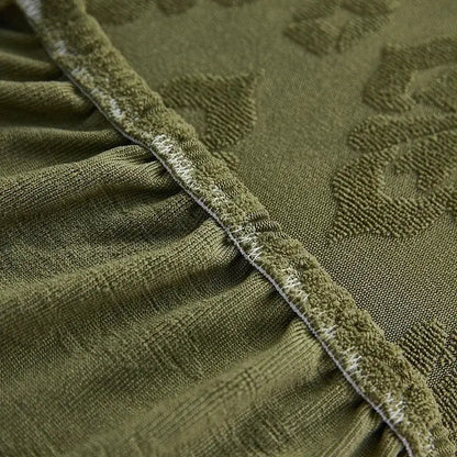 Olive green patterned jacquard sofa seat cover living room protector