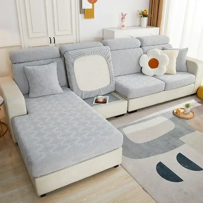 Olive green patterned jacquard sofa seat cover living room protector
