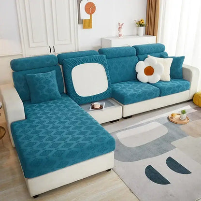 Olive green patterned jacquard sofa seat cover living room protector