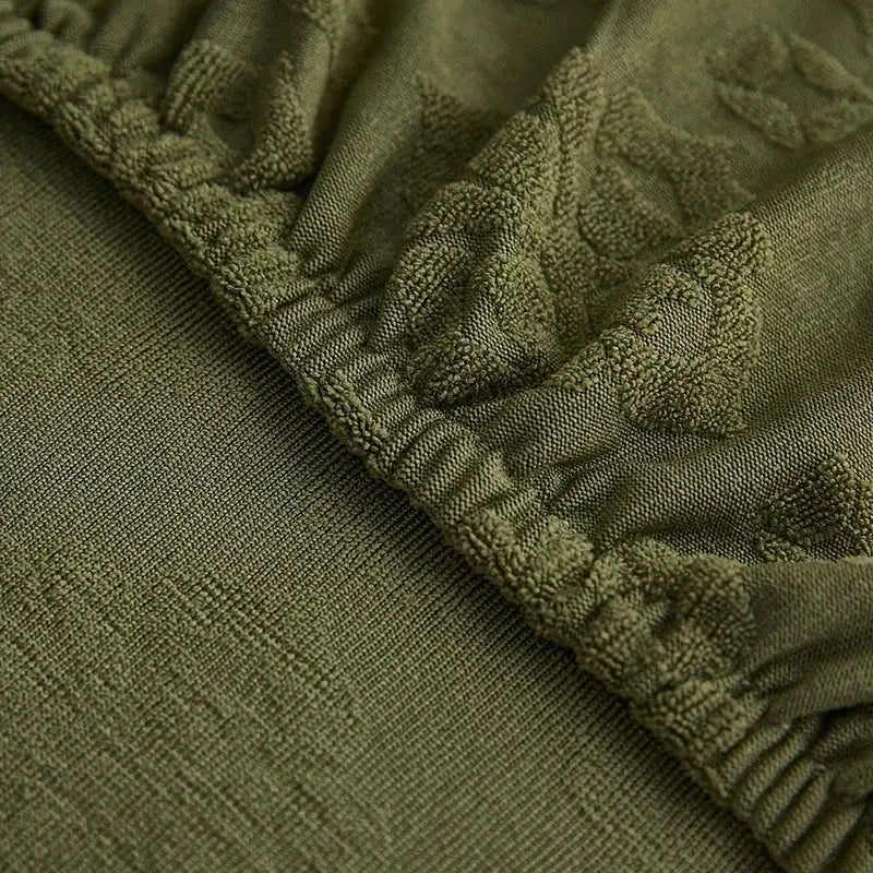Olive green patterned jacquard sofa seat cover living room protector