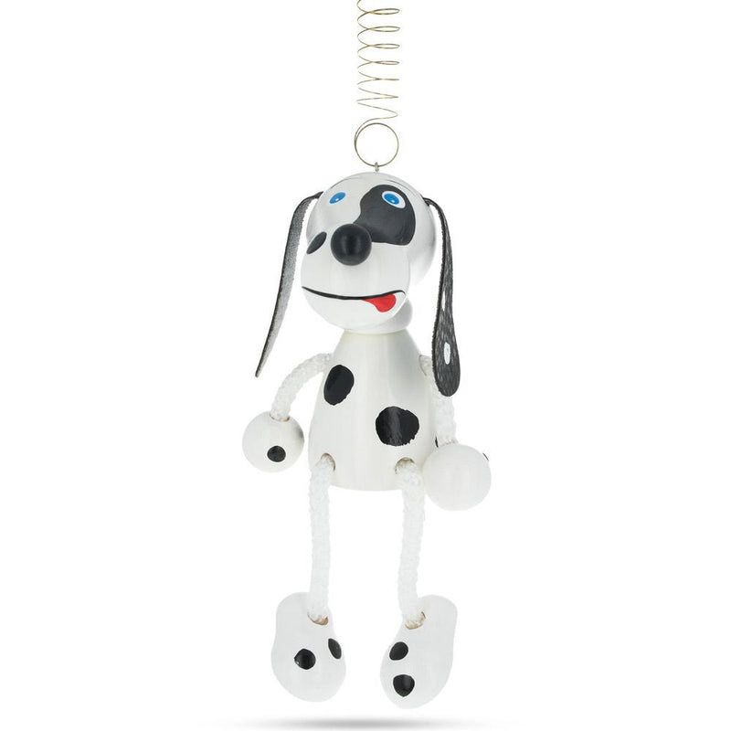 Dalmatian Dog Wooden Doll on a Spring 5.7 Inches