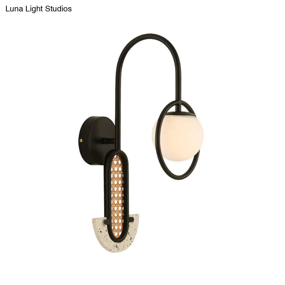 DecorBites™ Opal Glass Ball Wall Sconce - 1-Light Gold/Black Finish Wall Mount Lamp