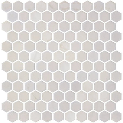 Opalo White Polished Hexagon Glass Mosaics 11 3/4x11 1/2