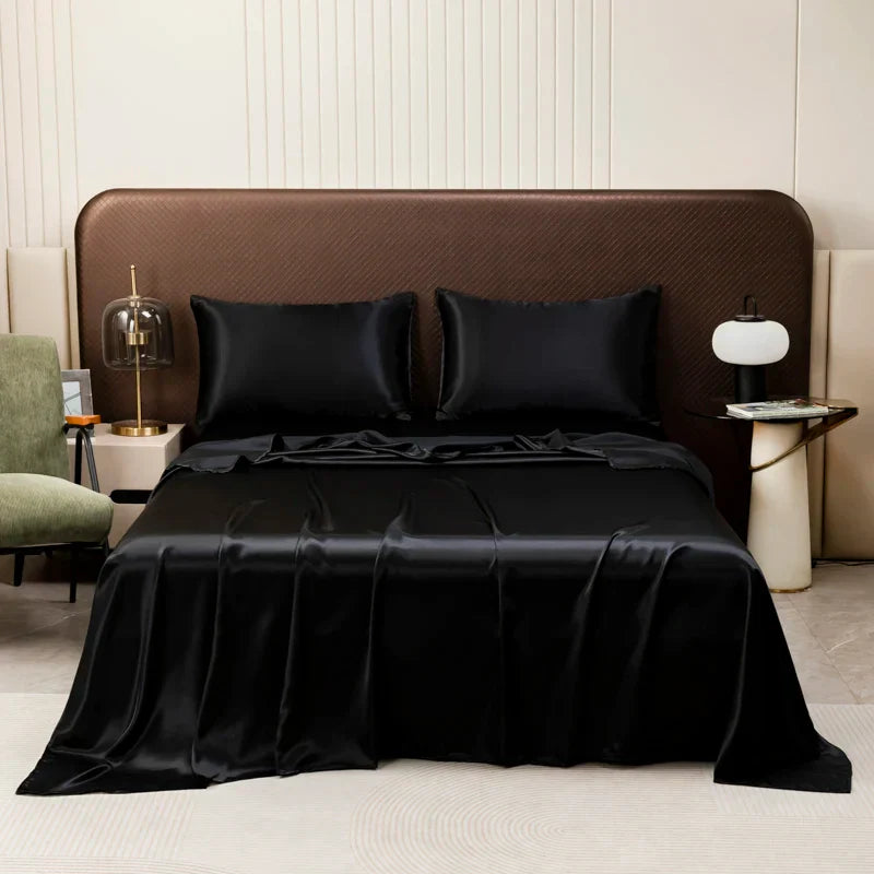 DecorBites™ Opulent Solid Color Satin Bedding Set