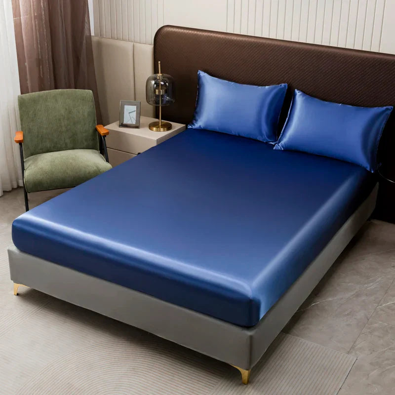DecorBites™ Opulent Solid Color Satin Bedding Set