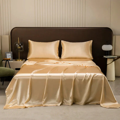 DecorBites™ Opulent Solid Color Satin Bedding Set