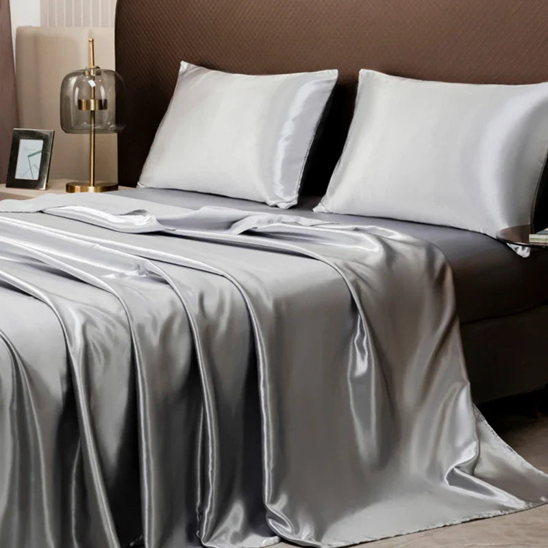 DecorBites™ Opulent Solid Color Satin Bedding Set