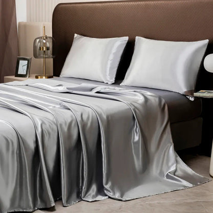 DecorBites™ Opulent Solid Color Satin Bedding Set