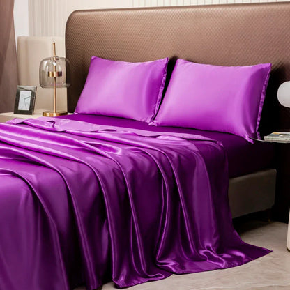 DecorBites™ Opulent Solid Color Satin Bedding Set