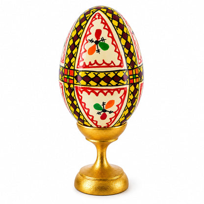 Triangles Hand Painted Wooden Pysanky Easter Egg