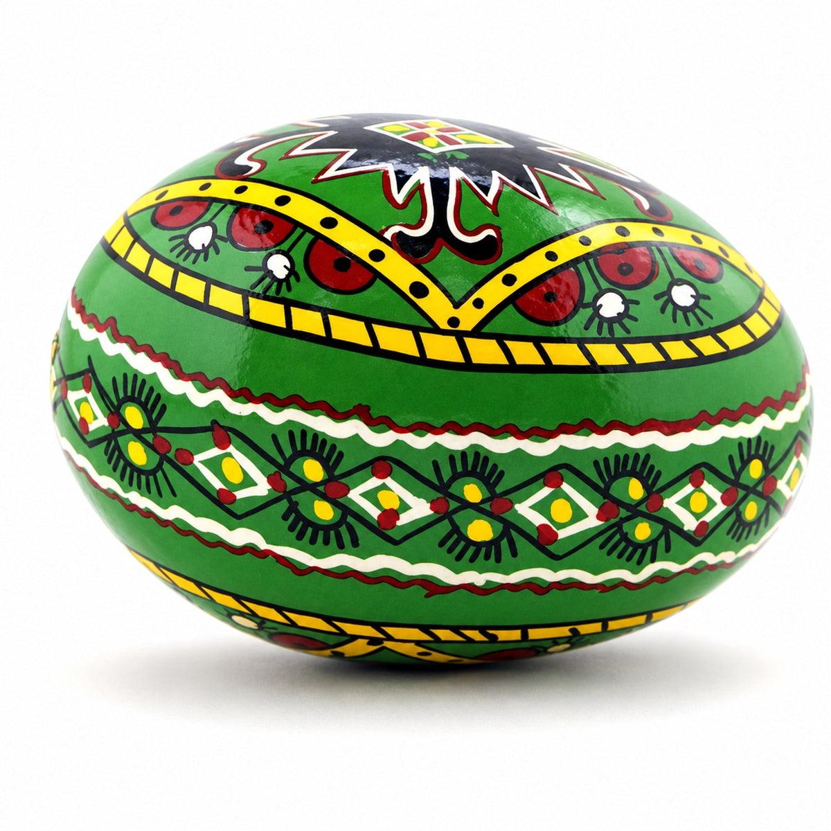 Green Diamond Hand Painted Wooden Pysanky Easter Egg