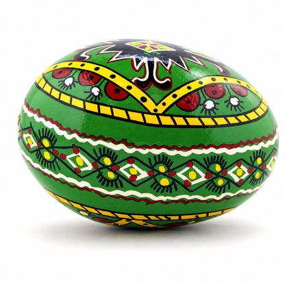 Green Diamond Hand Painted Wooden Pysanky Easter Egg