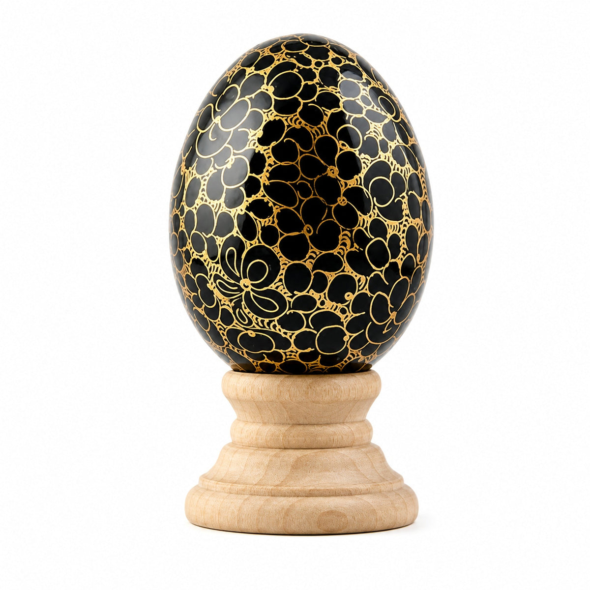 Golden Circles Hand Painted Wooden Easter Egg