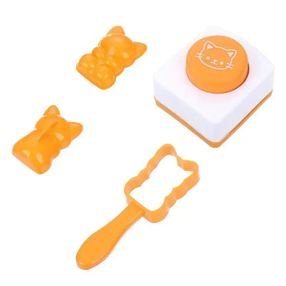 Orange and white cat shape onigiri maker kitchen rice mold kit
