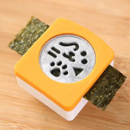 Orange and white cat shape onigiri maker kitchen rice mold kit