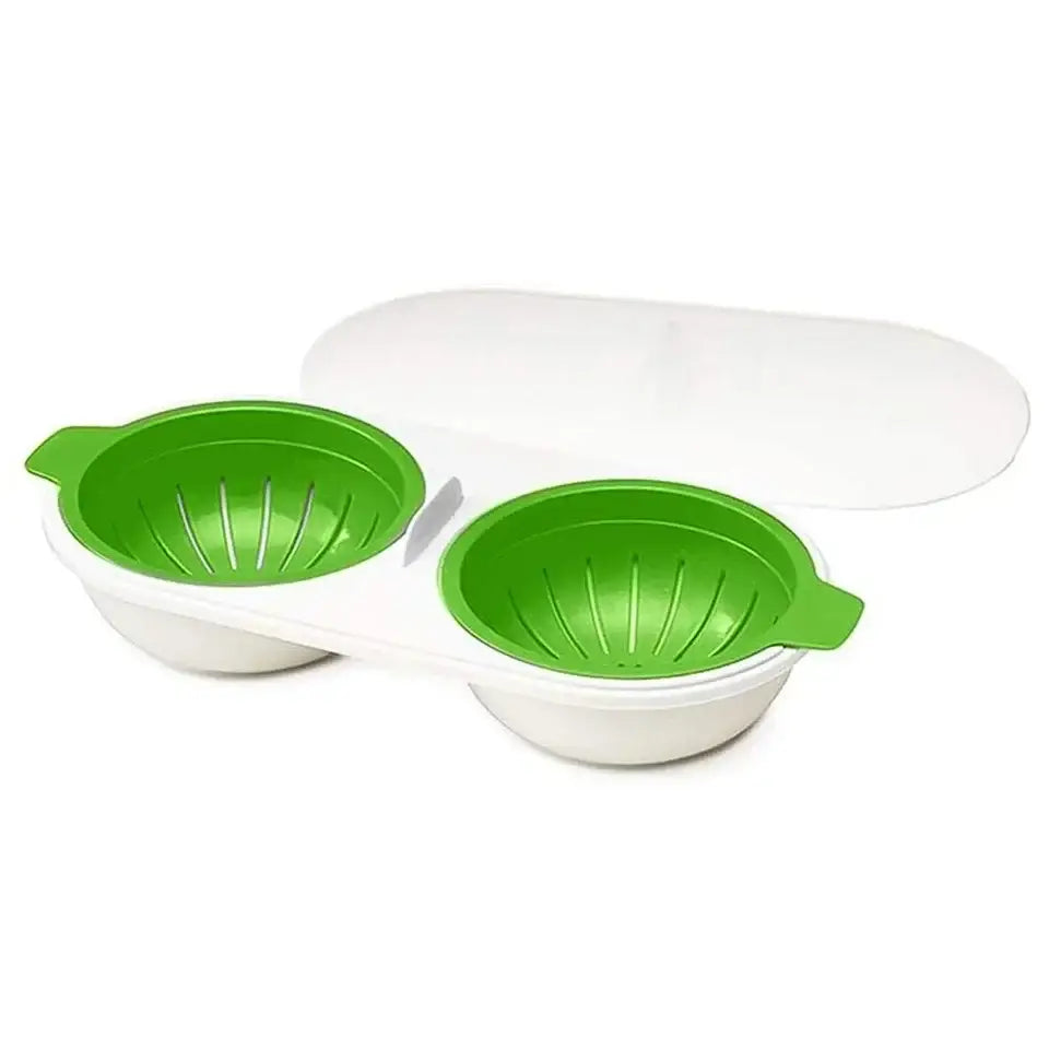 Orange and white egg boiler steamer double cup kitchen separator
