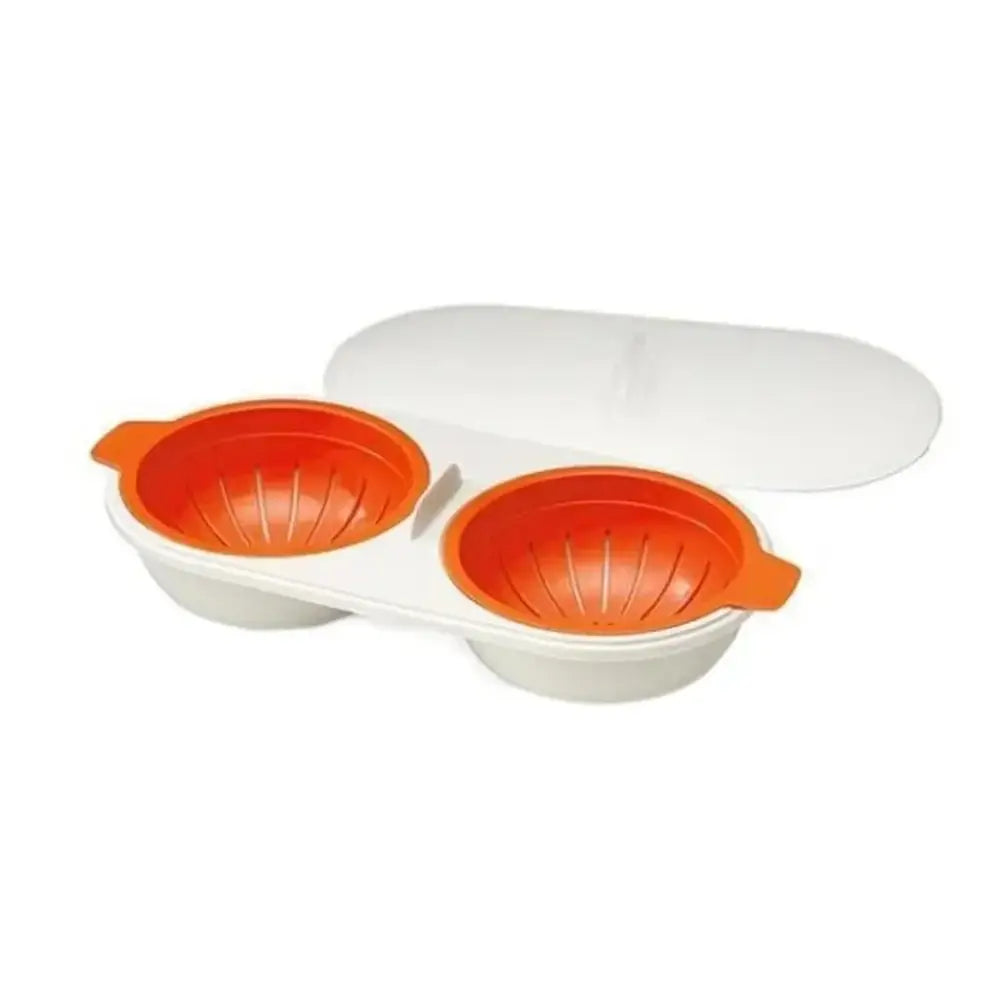 Orange and white egg boiler steamer double cup kitchen separator