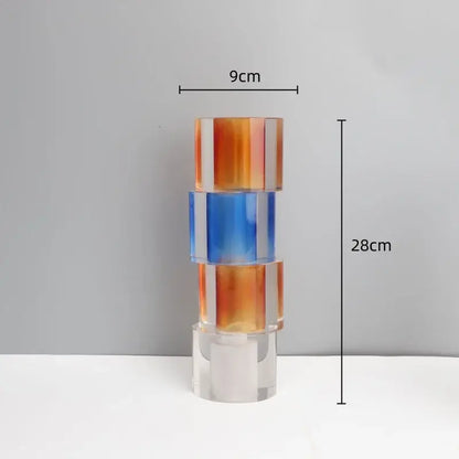 Orange & blue clear crystal mosaic vase living room candle holder