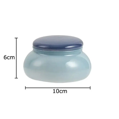 Orange & blue glass storage jar set kitchen candy pot