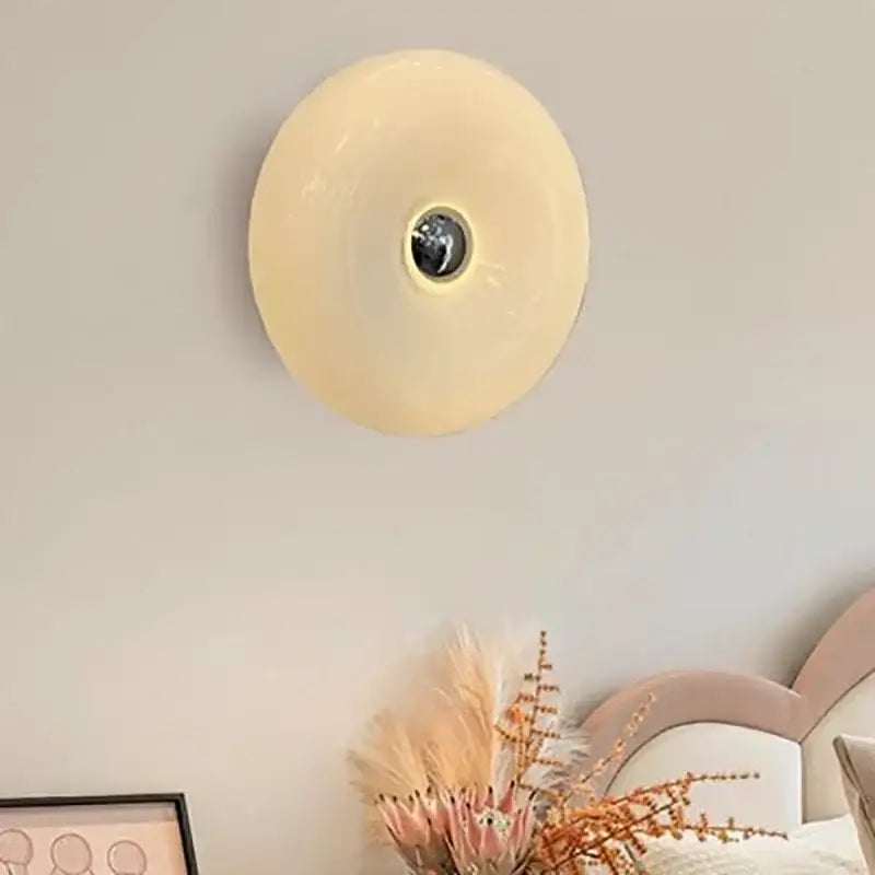 Orange glass donut led wall sconce for bedroom lighting