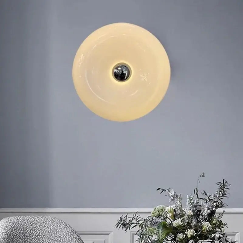 Orange glass donut led wall sconce for bedroom lighting