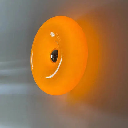 Orange glass donut led wall sconce for bedroom lighting