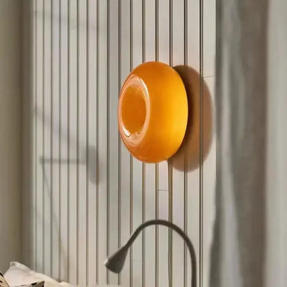 Orange glass donut led wall sconce for bedroom lighting