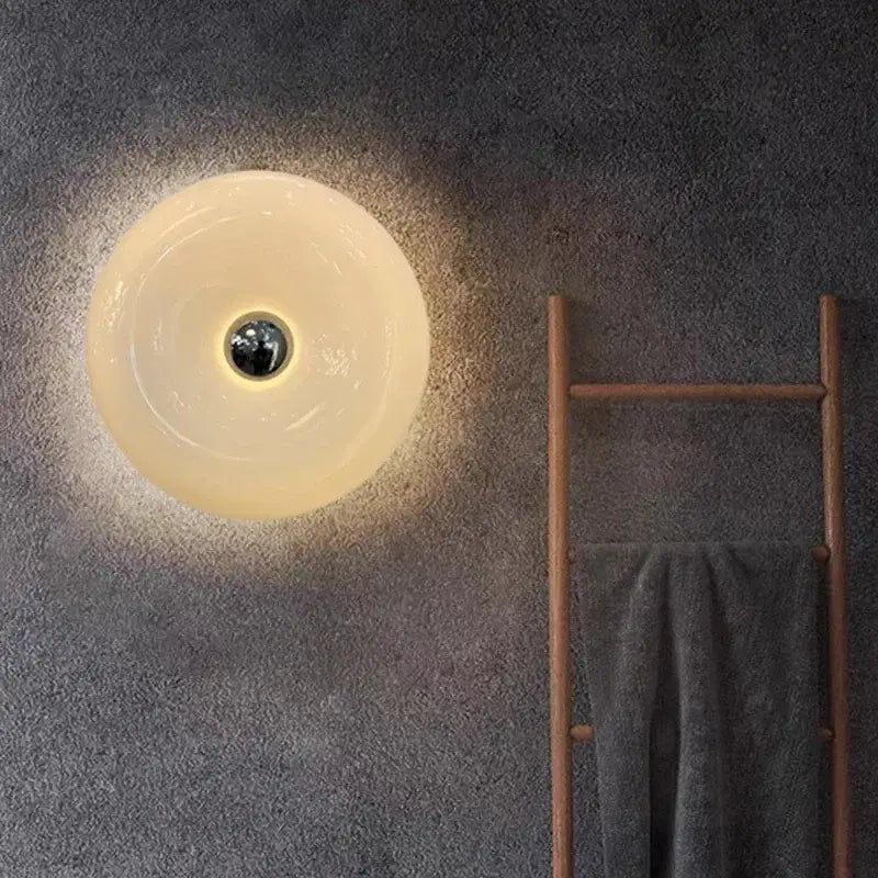Orange glass donut led wall sconce for bedroom lighting