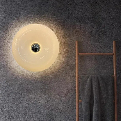 Orange glass donut led wall sconce for bedroom lighting