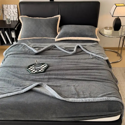 Orange & gray carved velvet blanket living room fleece throw