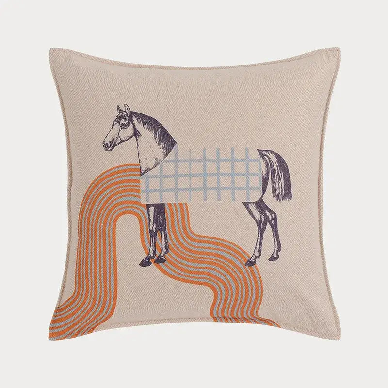 Orange horse 45x45 square throw pillowcase living room decor
