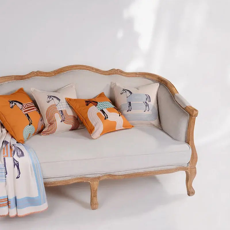 Orange horse 45x45 square throw pillowcase living room decor