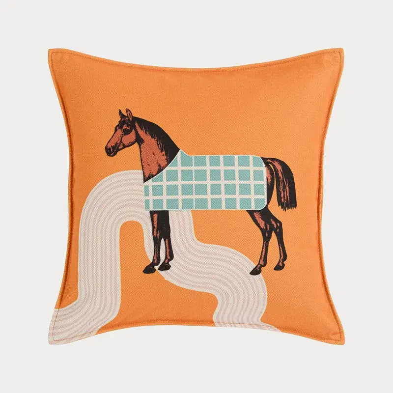 Orange horse 45x45 square throw pillowcase living room decor