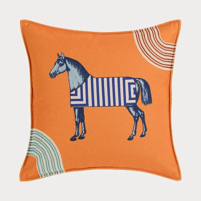 Orange horse 45x45 square throw pillowcase living room decor