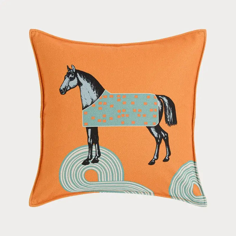 Orange horse 45x45 square throw pillowcase living room decor