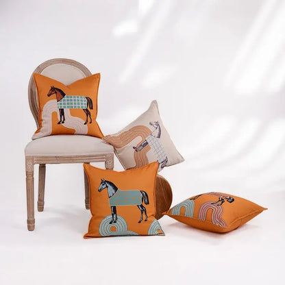 Orange horse 45x45 square throw pillowcase living room decor