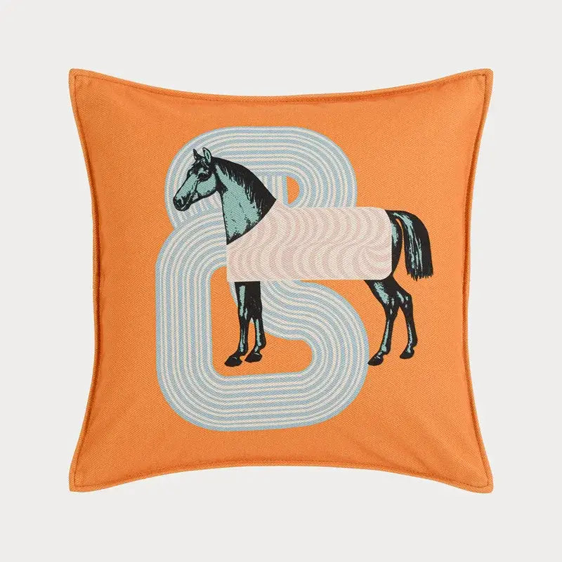 Orange horse 45x45 square throw pillowcase living room decor