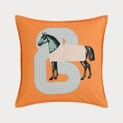 Orange horse 45x45 square throw pillowcase living room decor