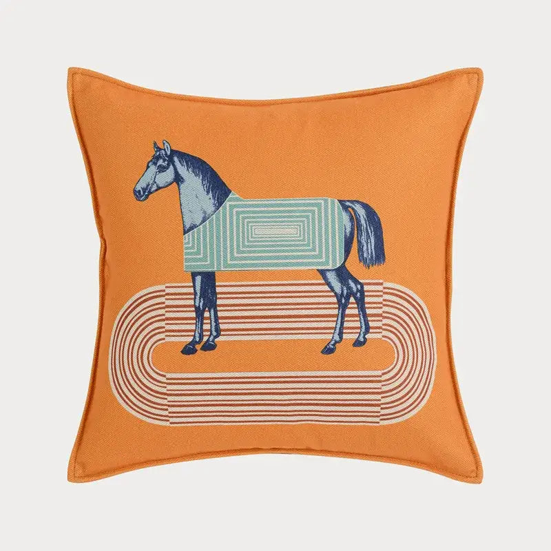 Orange horse 45x45 square throw pillowcase living room decor