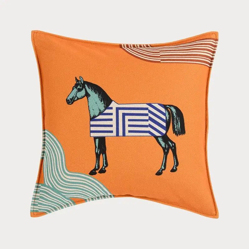 Orange horse 45x45 square throw pillowcase living room decor