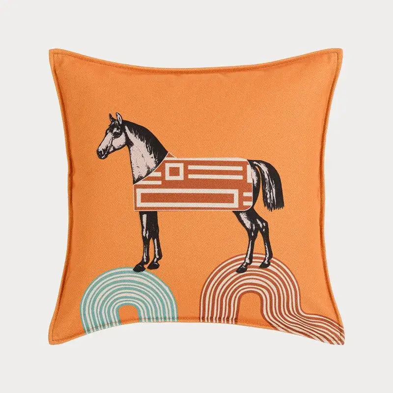 Orange horse 45x45 square throw pillowcase living room decor