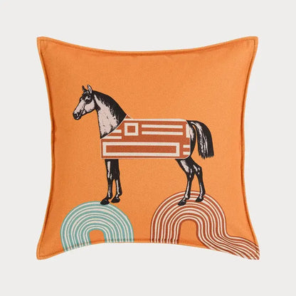 Orange horse 45x45 square throw pillowcase living room decor
